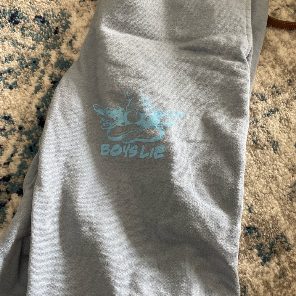 Boys Lie Light Blue Graphic Sweatpants with Pastel Pink & Neon Green Print - Picture 4 of 4